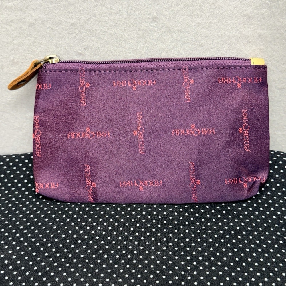 Vintage Moushka Purple Satin Cosmetic Makeup Zip Pouch Bag Travel Case‎